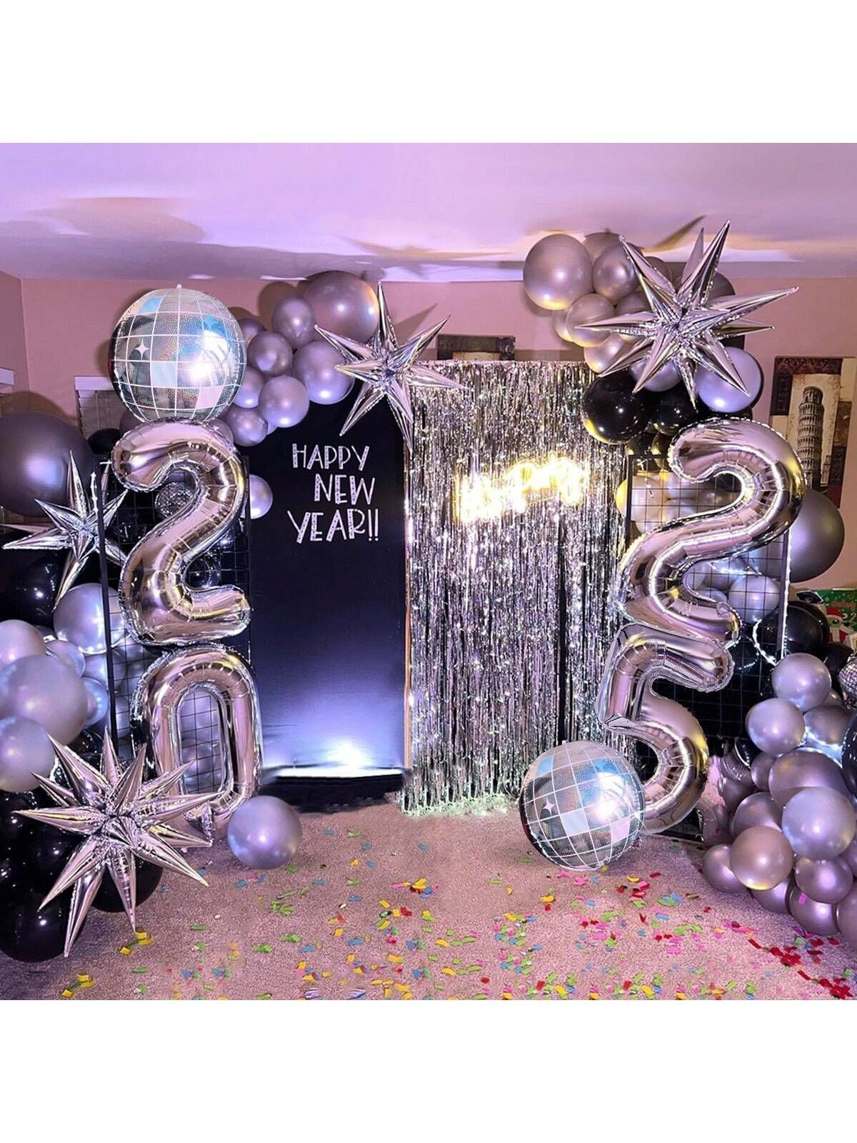 Bachelor party decoration in Gurgaon with black and gold balloons